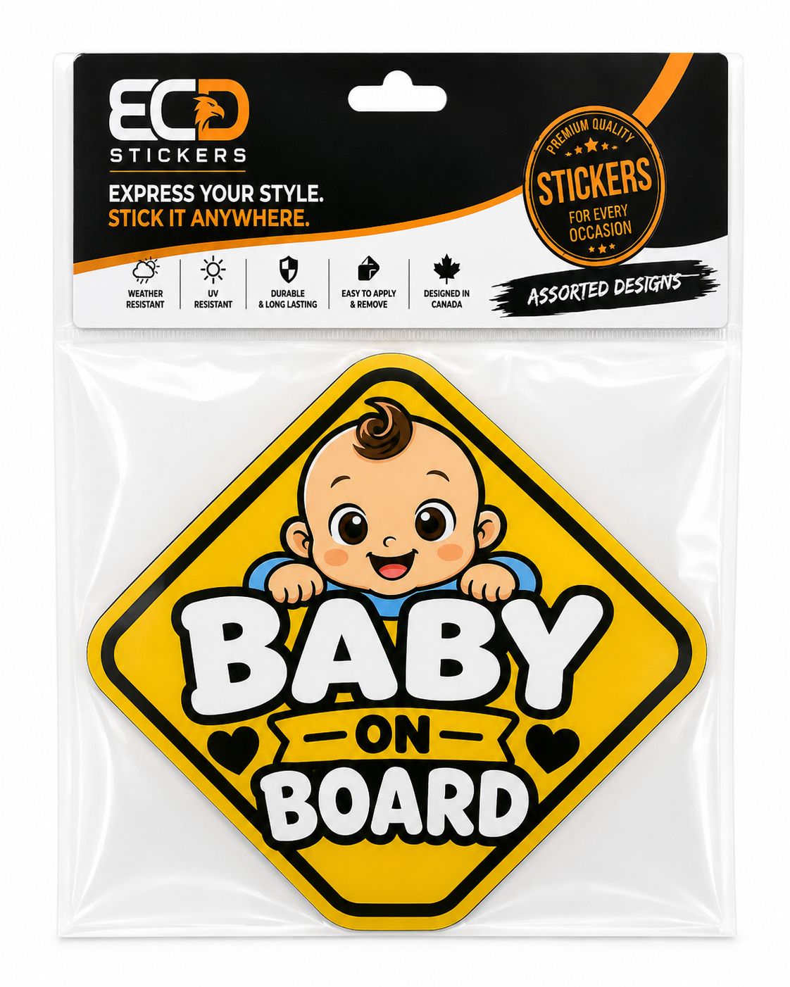 Baby On Board Car Decal Sticker – 6" × 6"
